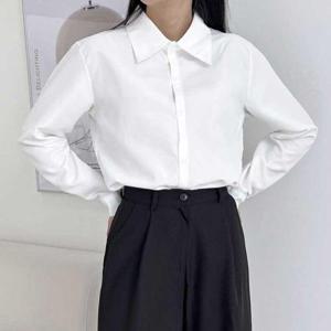 여자 베이직스타일 빅카라 화이트 셔츠남방 블라우스 (WEA37AF)