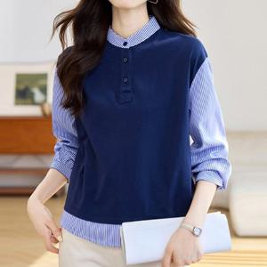 [블랙퀸] 카일라 셔츠레이어드 티셔츠 blk003891