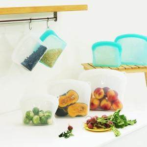 쿠치니티 실리콘지퍼백 3종 세트 (600ml+1200ml+2000ml) 2종 택1 3중밀폐 지퍼팩 냉장고정리 밀폐용기