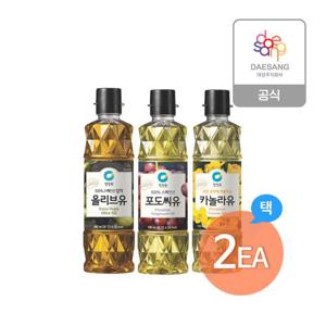 청정원 고급식용유 500ml 3종(올리브유,카놀라유,포도씨유) 2개 골라담기