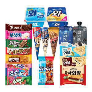 인기 콘/파우치/쭈쭈바/샌드/바 아이스크림 혼합구성 (월드콘/구구콘/설레임/와플/주물러/와 등)