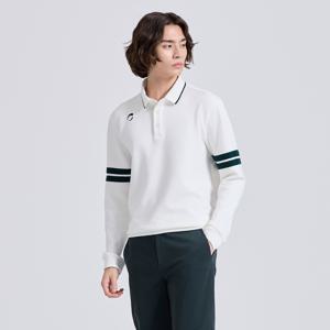 챌린저 남성 더블라인 소매배색 카라넥 긴팔 티셔츠 CHE3MLT5915WH