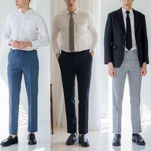 남성 여름 레이온 보카시 체크 프리미엄스판정장바지 히든밴딩(30-38사이즈) 6종 택1