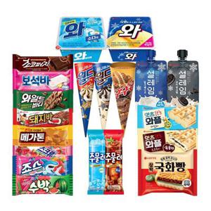 인기 콘/파우치/쭈쭈바/샌드/바 아이스크림 혼합구성 (월드콘/구구콘/설레임/와플/주물러/와 등)