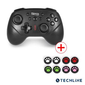 테크라인 닌텐도 스위치2 프로 컨트롤러 오토터보 게임패드+스틱커버(발바닥_색상랜덤)