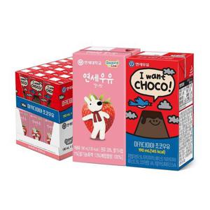 연세우유 멸균우유 190ml 48팩(딸기+초코)