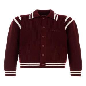 [X45]구찌 814682XKEJ2 6419 남성 스웨터 니트 가디건 Burgundy wool cardigan
