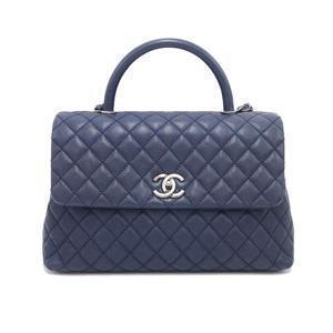 Chanel(샤넬) A92992 블루 그레인드 카프스킨 캐비어 은장 플랩 코코핸들 라지 2WAY (22번대)