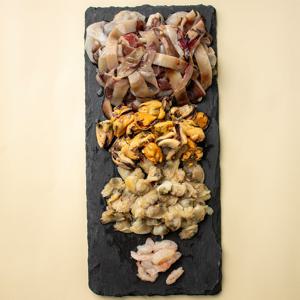 냉동 해물모듬 600g / 해물믹스 모둠 4종 (오징어, 홍합살, 바지락살, 새우)