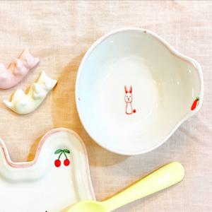 토끼 원형 손잡이 앞접시