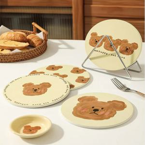 귀여운 곰돌이 코스터 컵받침 냄비받침 규조토 냄비매트 감성 주방 인테리어 소품 선물