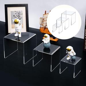 심플 큐브 3단 투명 아크릴 진열대 피규어 소품 전시 디스플레이 받침대