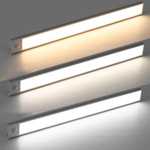 3색변환 부착식 LED 무선 센서바 블랙 확산형 센서등 충전식 간접조명 4Size