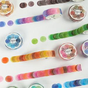 수채화 원형 마스킹 테이프 롤 스티커 100pcs 다이어리 포인트 스티커 (8colors)