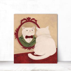 고양이 동물 빈티지 일러스트 포스터 인테리어 캔버스 뚱냥이 S 31x41cm