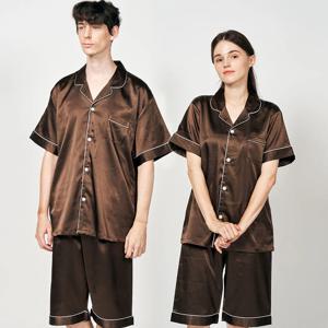 S~3XL 실크잠옷 무지 커플파자마 시밀러룩 상하의 세트 부모님생신선물