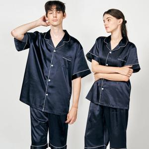 신혼집선물 무지실크 파자마 신혼부부커플잠옷 시밀러룩 상하의 세트 (S~3XL)