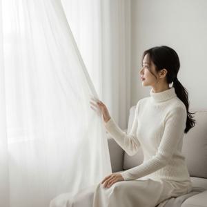 당일제작 비침없는 솔트쉬폰커튼 핀형 2P