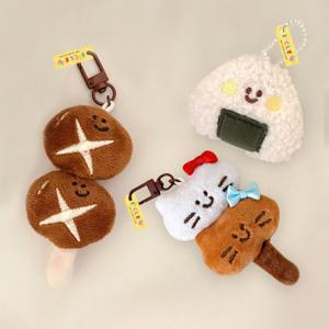 라이스 버섯 꼬치 인형 키링 주먹밥+버섯꼬치+베이비캣 3종 세트