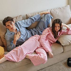 스탠다드 뉴욕 긴팔 파자마 세트 여성 남성 잠옷 커플 홈웨어 3color