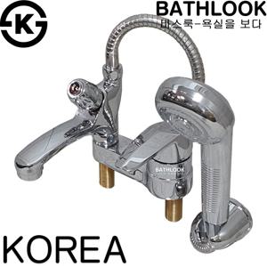 세면대 샤워기 겸용 수전 BR-304_세면기 욕실 화장실 세트 교체 수도꼭지 2홀 샤워