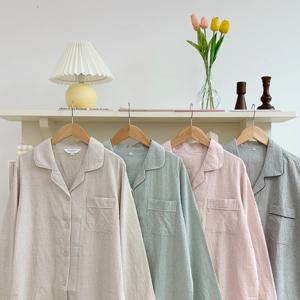 감성 체크 커플잠옷 워싱면 봄 가을 홈웨어 빅사이즈 파자마세트 4color 2size