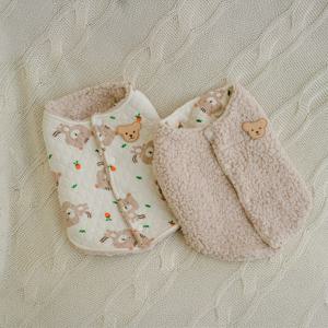 강아지 고양이 아기다람쥐 양면 양털 조끼 귀여운 스타일 겨울 따뜻한 반려동물 겨울옷