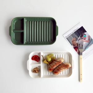 1+1 오데뜨 도자기 앞접시 3칸 나눔 접시 소스 반찬 칸막이접시