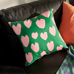 그린 하트 쿠션커버_그린하트 45x45