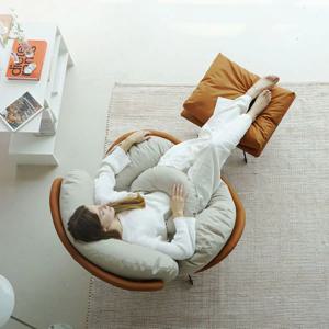 에그 미드센추리 심플 레더 쿠션 풋스툴