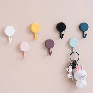 무타공 파스텔 컬러 원형 후크 걸이 접착식 현관 마스크 차키 욕실 다용도 고리 5p