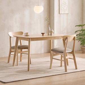 데니스 원목 2인 식탁세트(와이드형 /의자2개) 세라믹 옵션