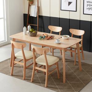 데니스 내추럴 4인 식탁 세트(와이드형/의자4)