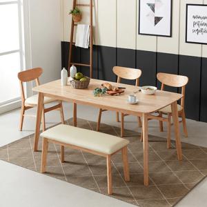 데니스 내추럴 5인 식탁 세트 (의자3+벤치1)