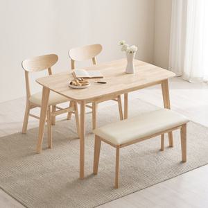 데니스 원목 4인 식탁세트 (의자2벤치1) 세라믹 옵션