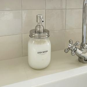욕실 유리 디스펜서 / 주방세제통 넓은입구 유리병  500ml