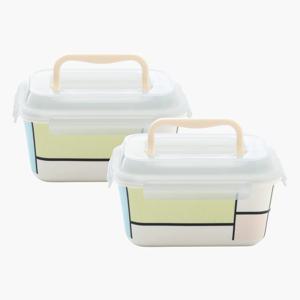 컬러스퀘어 도자기 대용량 밀폐용기 1.2L 2종세트