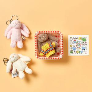 보들보들 샤샤토끼 인형 키링+옷+메세지카드+체크박스 커플템 열쇠고리