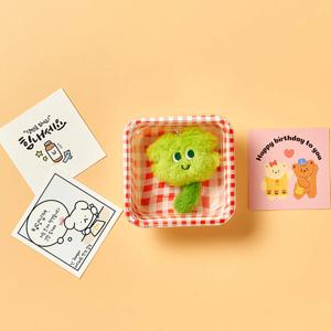 럭키비키 아기클로버 인형 키링+메세지카드+체크박스 커플 열쇠고리