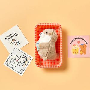 물고기 잡은 인형 아기수달 키링+메세지카드+체크박스