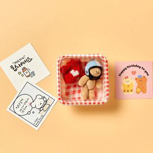 탈착가능 헬멧곰 인형키링+옷+메세지카드+체크박스