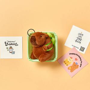 복거북이 행운 카피바라 인형 키링+메세지카드+체크박스