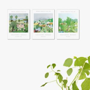 2223모지스-마을풍경-3개세트 /캔버스천 폼보드액자 우드노프레임 컨템포라리아트