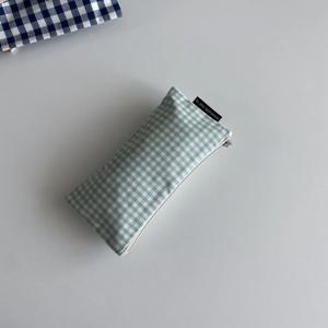 기본 민트 체크 필통(Simple mint check pencil case)