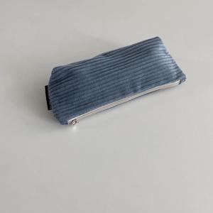 삼각 크림블루 골덴 필통(Triangle cream blue corduroy pencil