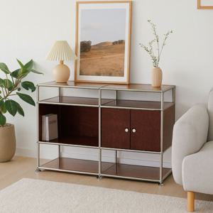 자작 원목 확장 변형 철제 모듈 수납장 선반 4단 NF1020 4x2 박스+양문도어