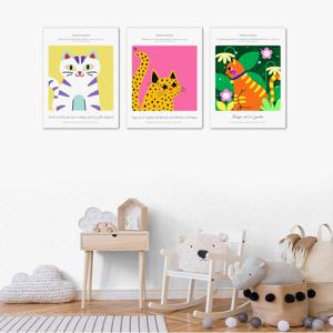 2233귀여운고양이 그림-3개세트 /캔버스천 폼보드액자 우드노프레임 어린이집 아동방