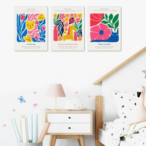 2235아이들이 좋아하는꽃과동물-3개세트 /캔버스천 폼보드액자 우드노프레임 어린이집 아동방