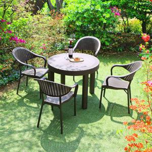 모니카 900 원형 버디 4인 야외 테이블 세트 카페 의자