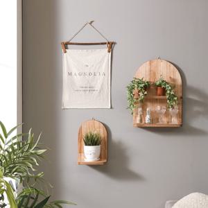 원목 라운드 선반 벽걸이 주방 양념통 나무 미니 우드